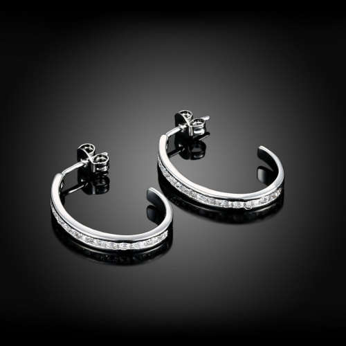 Ladies Half Hoop Earrings, chanel set with Genuine Austrian Crystals