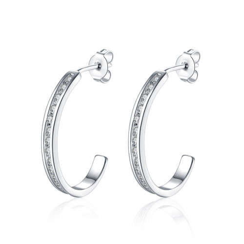 Ladies Half Hoop Earrings, chanel set with Genuine Austrian Crystals