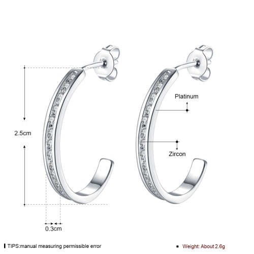Ladies Half Hoop Earrings, chanel set with Genuine Austrian Crystals