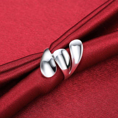 New 925 Sterling Silver filled Wave design Chunky ring