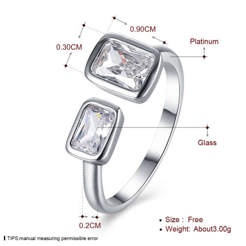 18K RGP in white gold, Ladies dual simulated diamond ring