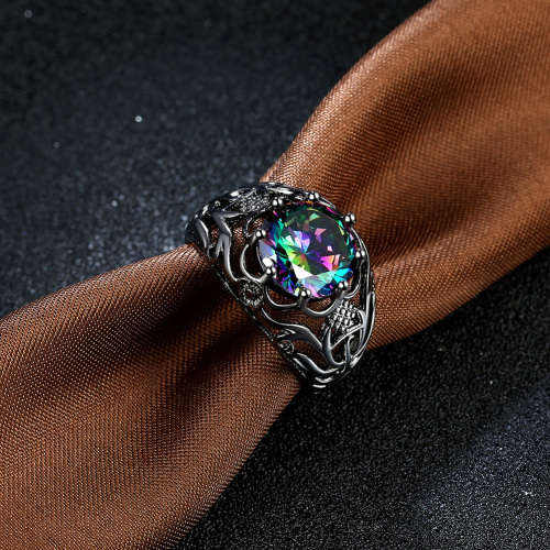 2ct Cr. Mystic Topaz ring, genuine Black gun metal plated