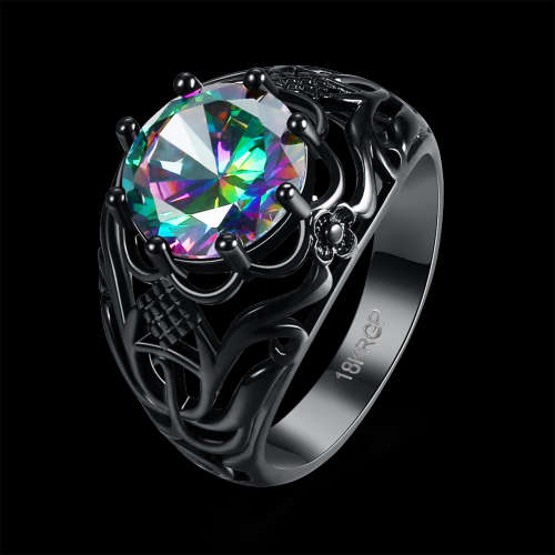 2ct Cr. Mystic Topaz ring, genuine Black gun metal plated
