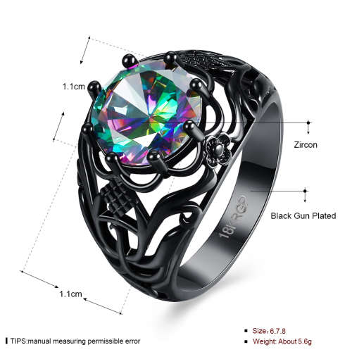 2ct Cr. Mystic Topaz ring, genuine Black gun metal plated