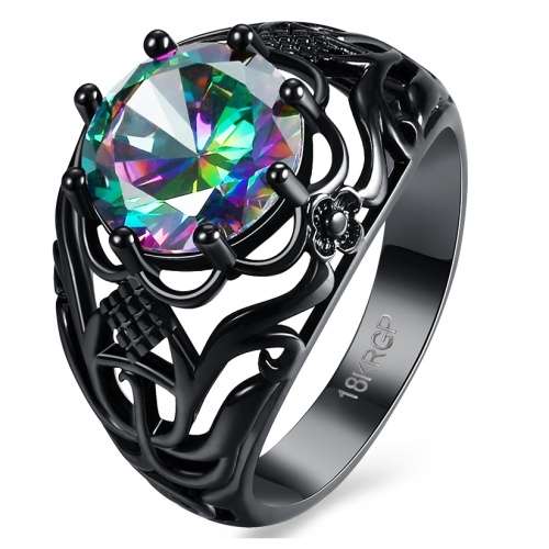 2ct Cr. Mystic Topaz ring, genuine Black gun metal plated