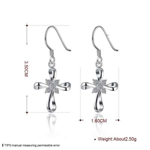 925 Sterling Silver filled Ladies cross earrings with Genuine Crystal detail