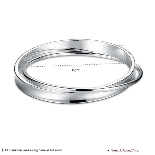 New 925 Sterling silver filled stamped 6cm ladies Interlinked plain design bangle