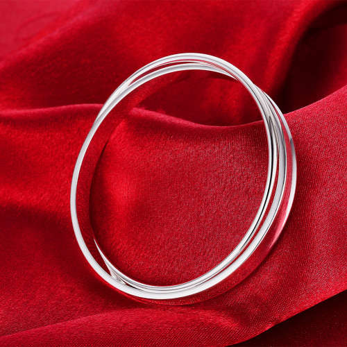 New 925 Sterling silver filled stamped 6cm ladies Interlinked plain design bangle