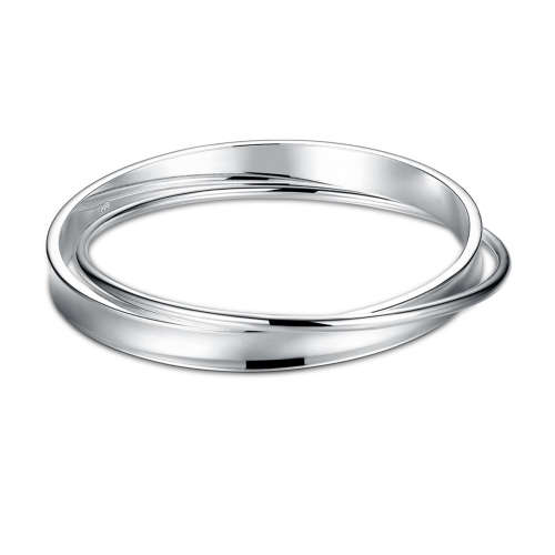 New 925 Sterling silver filled stamped 6cm ladies Interlinked plain design bangle