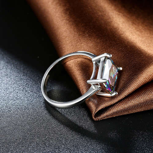 18K RGP in white gold, Ladies 2cr simulated Mystic topaz ring