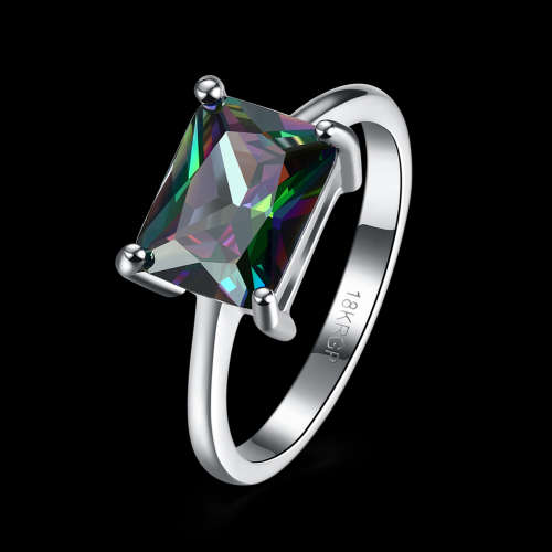 18K RGP in white gold, Ladies 2cr simulated Mystic topaz ring