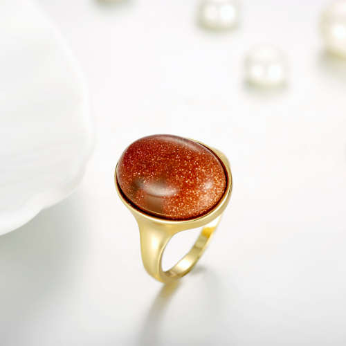 18K RGP in yellow gold, Ladies Chunky Sandstone ring
