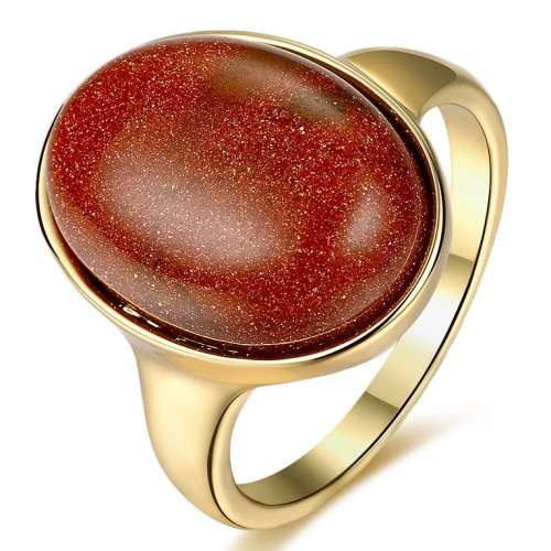 18K RGP in yellow gold, Ladies Chunky Sandstone ring