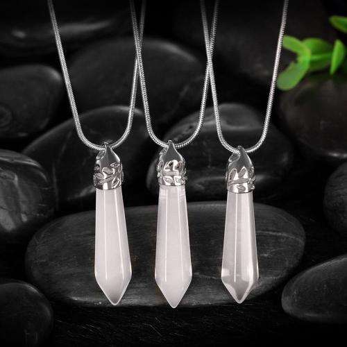 New 925 sterling silver plated White Opal stone necklace