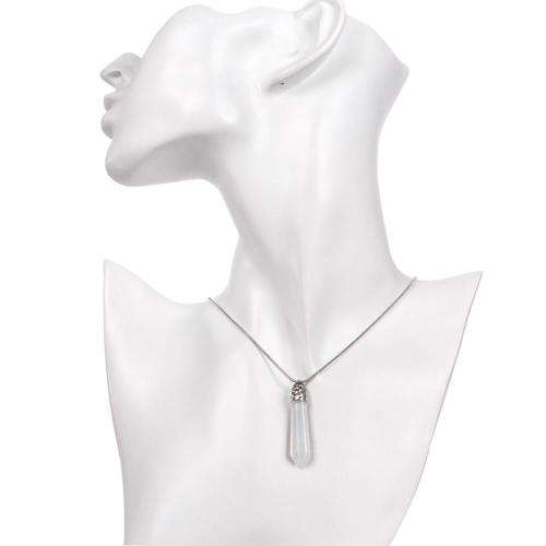 New 925 sterling silver plated White Opal stone necklace