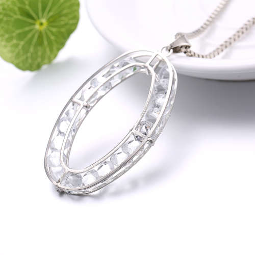 Chunky Ladies pendant lined with crystal detail plus chain included