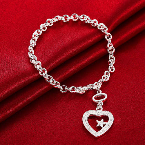 New, Gorgeous 925 sterling silver filled Star of My Heart style charm bracelet