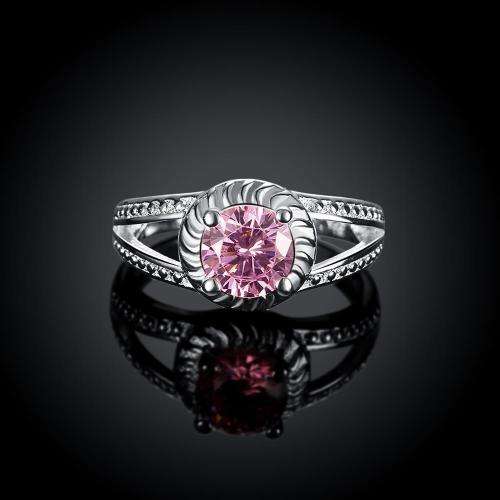 New 925 sterling silver filled Ladies pink engagement style ring