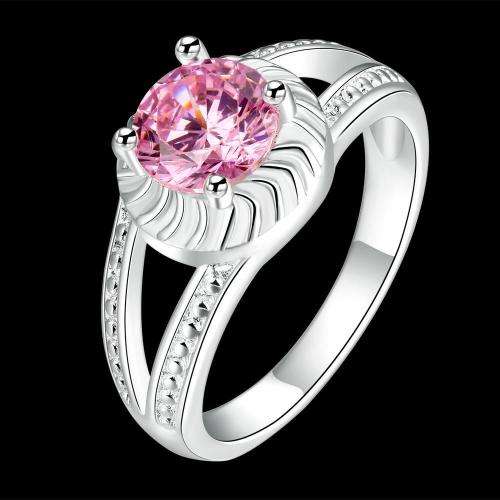 New 925 sterling silver filled Ladies pink engagement style ring