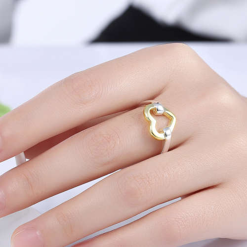 New 925 Sterling silver filled, Cute Ladies 2 tone Heart style ring