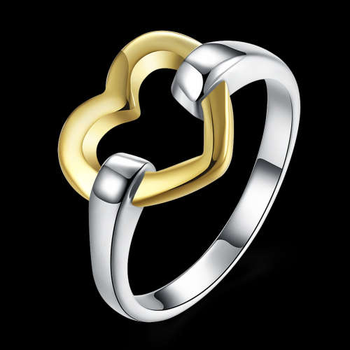 New 925 Sterling silver filled, Cute Ladies 2 tone Heart style ring