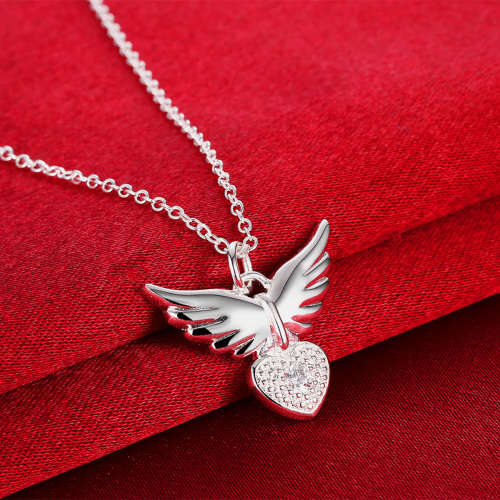 925 Silver filled Ladies Angel Heart design pendant with FREE chain included