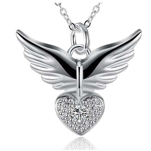 925 Silver filled Ladies Angel Heart design pendant with FREE chain included