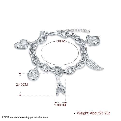 New, 925 Sterling silver filled stamped Charm bracelet, with charms included