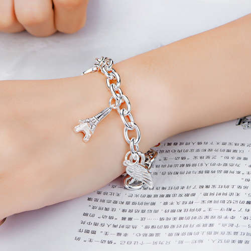 New, 925 Sterling silver filled stamped Charm bracelet, with charms included