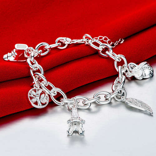 New, 925 Sterling silver filled stamped Charm bracelet, with charms included