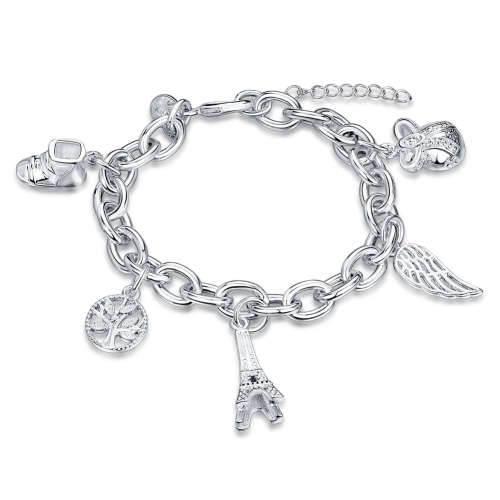 New, 925 Sterling silver filled stamped Charm bracelet, with charms included