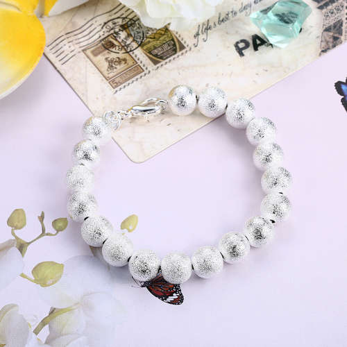 New, 925 Sterling silver filled Frosted bead design bracelet