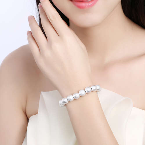 New, 925 Sterling silver filled Frosted bead design bracelet