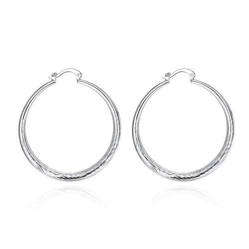 New 925 Sterling silver filled Chunky Ladies 4cm Hoop Earrings, with fine detail design