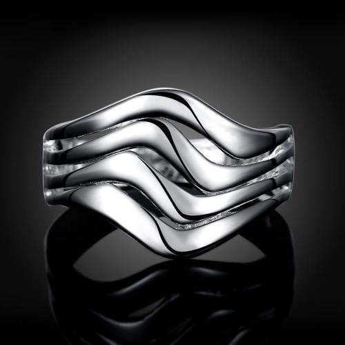 New 925 Sterling Silver filled Chunky Wave design ring