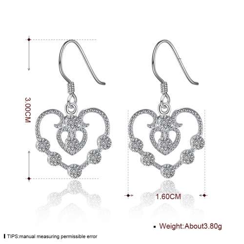 *Local Stock* New 925 Sterling silver filled Filigree heart design earrings with crystal elements
