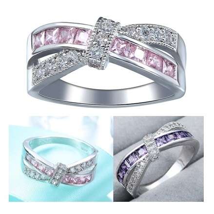 925 Sterling silver Filled, Gorgeous engagement gemstone ring, 7 Colors to choose from