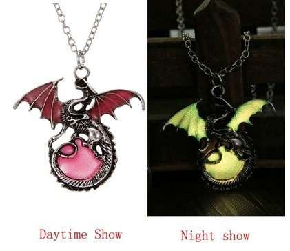 Dragon design, Glow in dark Necklace, 4 colors to choose from