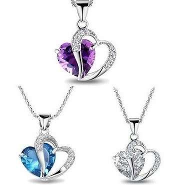 WOW, Crazy special, Heart crystal Necklace, 10 colors to choose from