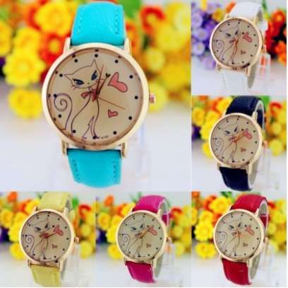 Perfect Gift!! Cute kitty design watch, 12 Colors to choose from