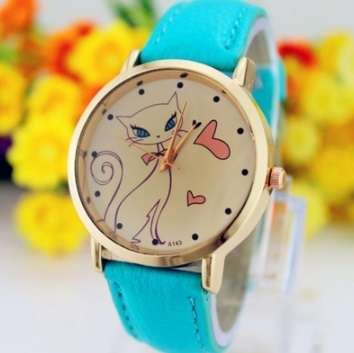 Perfect Gift!! Cute kitty design watch, 12 Colors to choose from