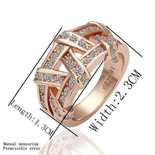 New 18K RGP intricate weaved design Ring with genuine Austrian Crystals
