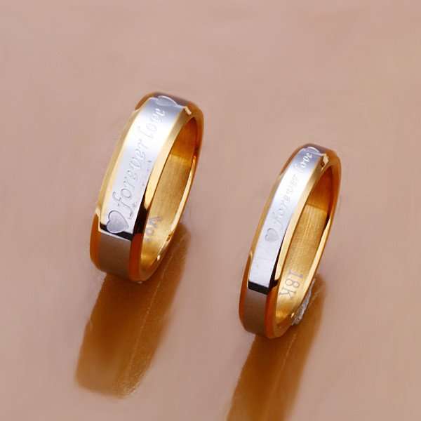New 18k RGP Love Forever Couple Ring, Bid for the Lady's ring and receive the Mens Ring FREE