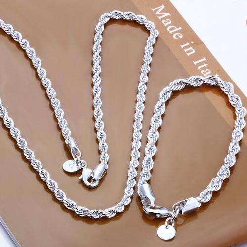 New 925 Sterling silver Fashionable twist necklace, Bid now and receive the matching bracelet FREE