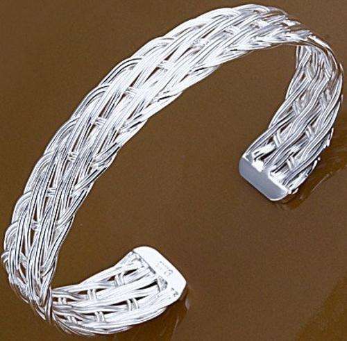 New 925 Sterling silver stamped intertwined bangle, A Must Have