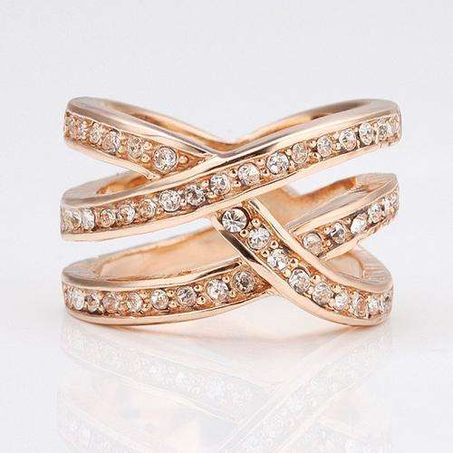 New 18k RGP rose gold cross ring with Genuine austrian crystals, A Beautiful ring