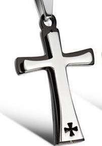 New 316L stainless steel Cross, comes with free silver 2mm snake chain.