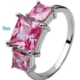 *R350* Local stock, New rhodium Ladies pink Austrian crystal ring