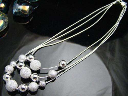 New 925 Sterling silver filled stamped Ball 3 layered Necklace with option for matching Earrings