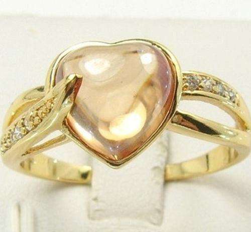 *Reduced shipping* New 10K gold filled Ladies Champaigne heart crystal ring. Only 1 in stock